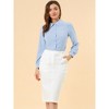 Allegra K Women's Work Peter Pan Collar Long Bishop Sleeve Button Down Shirt - 3 of 4