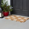 HomeRoots 17" X 29" Brown And White Christmas Snowflake Outdoor Coir Door Mat - 2 of 4