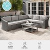Martha Stewart Bedford Indoor-Outdoor Modular Patio 6-Seat Sectional Sofa in Rattan Wicker with All-Weather Cushions - 4 of 4
