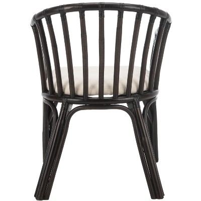 Transitional Gino Arm Chair in Dark Brown with White Cotton Cushion