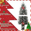 4.5 Ft Artificial Christmas Tree with 200 Warm White  Lights and Red Berries Potted Base Holiday Xmas Tree - 3 of 4