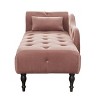 60.6" Velvet Chaise Lounge (Left Arm) - Tufted Button & Nailhead Trim Design with Solid Wood Legs & Included Pillow, 300lb Capacity - 4 of 4