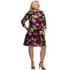24seven Comfort Apparel Black Multicolor Floral Fit and Flare Pocket Knee Length Dress - 2 of 3