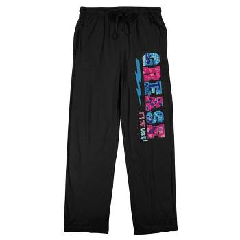 Grease Blue & Pink Movie Logo Men's Black Sleep Pajama Pants