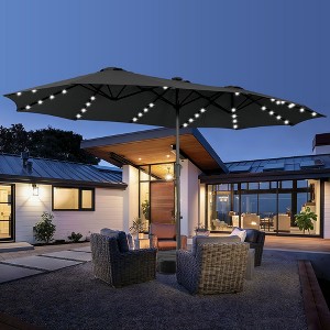 15ft Patio Umbrella with Solar Lights for Deck, Pool, Garden - 1 of 4