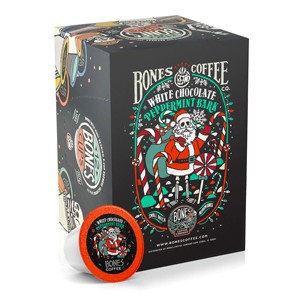 Bones Coffee Company White Chocolate Peppermint Bark 12 ct Single-Serve Bones Cups Coffee Pods Compatible with Keurig Coffee Maker - 1 of 3