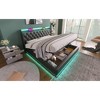 DOMETOUR Full Size Upholstered Bed, LED Lights, Remote/App Control, Hydraulic Storage, USB-C Charging, Black PU (No Mattress) - 2 of 4