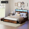 Costway Full/Queen Size LED Bed Frame w/2-Tier Storage Headboard & 4 Drawers Charging Station - 4 of 4