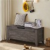 VECELO 18/30/43" Storage Ottoman Wooden Bench with Wicker-Knot Cushions Toy Box Organizer with Safety Hinges Charcoal Gray/White - 2 of 4