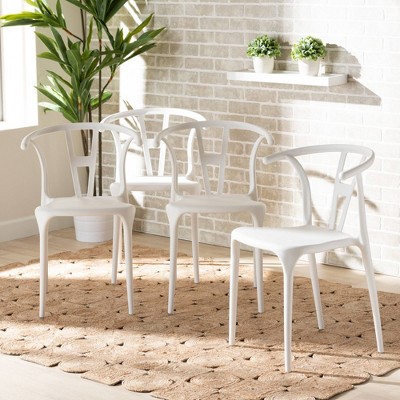 4pc Warner Plastic Dining Chair Set - Baxton Studio