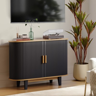 40" Sideboard Buffet Cabinet with Storage, Fluted Sideboard Buffet with Sliding Door, Bar Cabinet Console Table