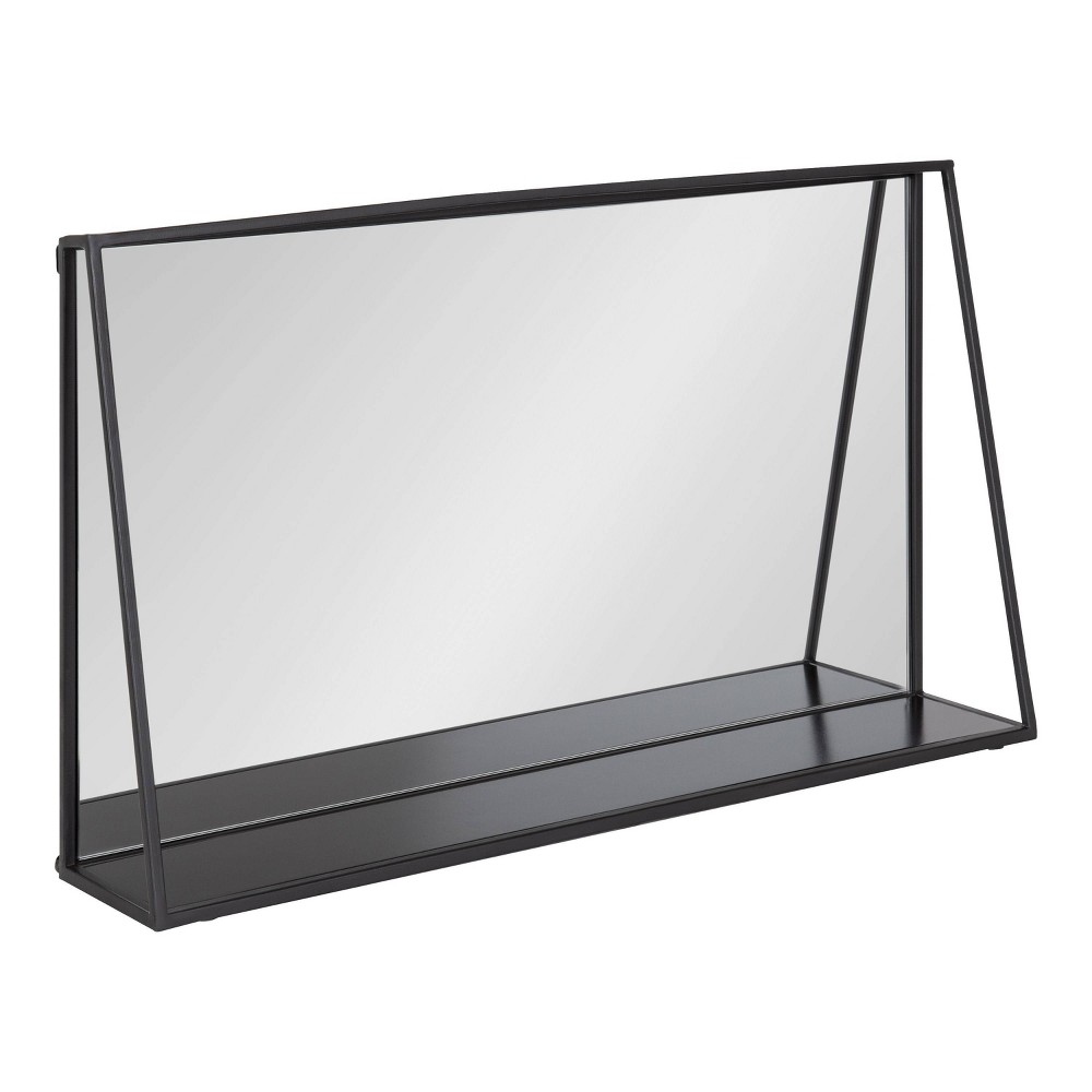 Photos - Wall Mirror 28" x 16" Lintz Metal Framed Decorative  with Shelf Black - Kate & Laurel All Things Decor