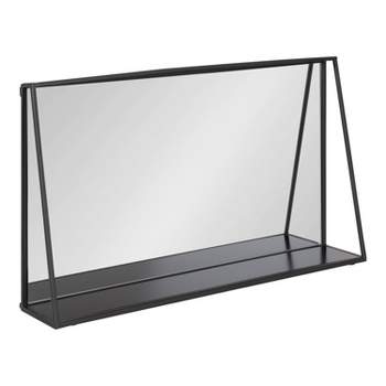 Lintz Metal Framed Decorative Wall Mirror with Shelf - Kate & Laurel All Things Decor