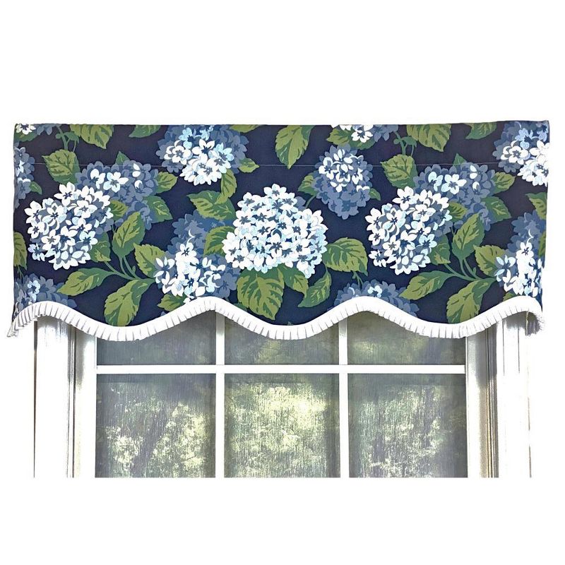 Hydrangea Ruffled Provance valance 3in Rod Pocket 50in x 17in by RLF Home, 1 of 5