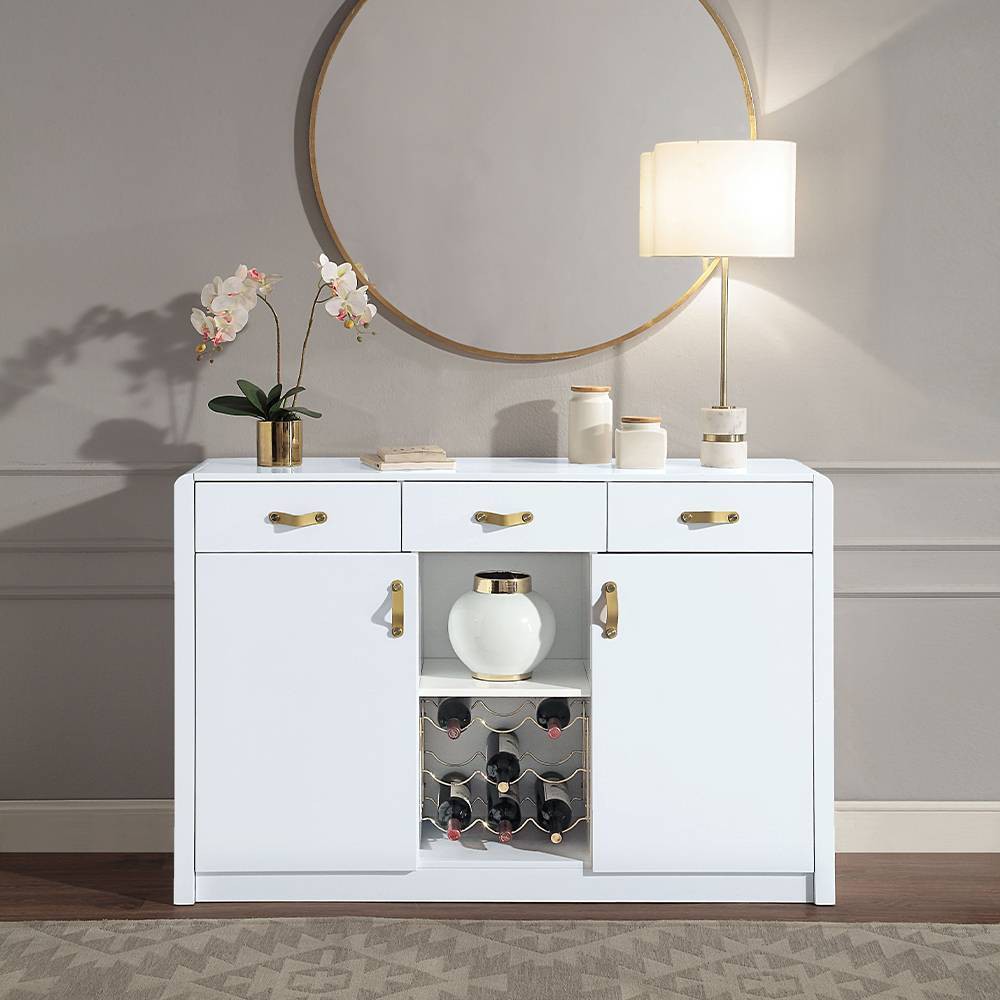 Photos - Wardrobe 54" Paxley Kitchen and Dining Cabinet White High Gloss Finish - Acme Furni