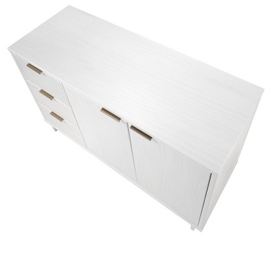 Granville 55" White Modern Buffet Sideboard with Ribbed Drawers