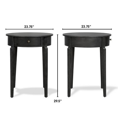Elegant Charcoal Round Side Table with Storage Drawer