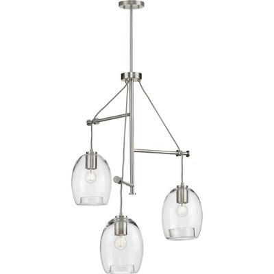 Caisson Brushed Nickel 3-Light Pendant with Clear Glass Shades