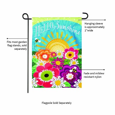 Hello Sunshine Multicolor Applique Garden Flag 12.5 x 18 Inches