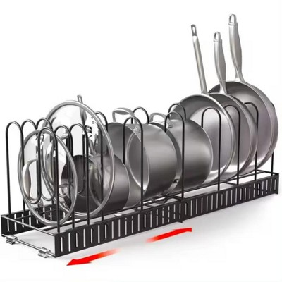 MaseiKar Expandable Pot Lid Organizer, Pots and Pans Lid Rack, Adjustable Pot Lid Holders
