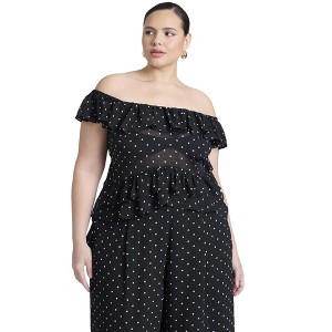 ELOQUII Women's Plus Size Layered Flounce Top - 1 of 4