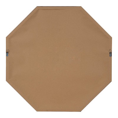 Rhodes Black Octagon Wall Mirror with Wood Frame