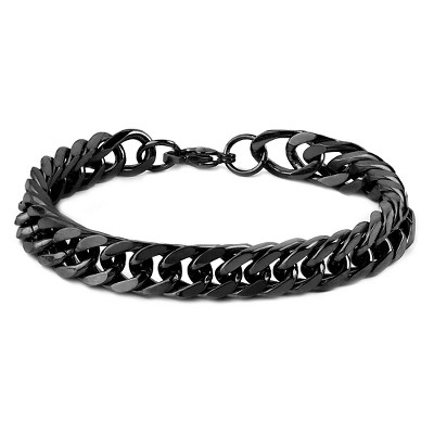Men's West Coast Jewelry Blackplated Stainless Steel 8-Inch Curb Link Chain Bracelet