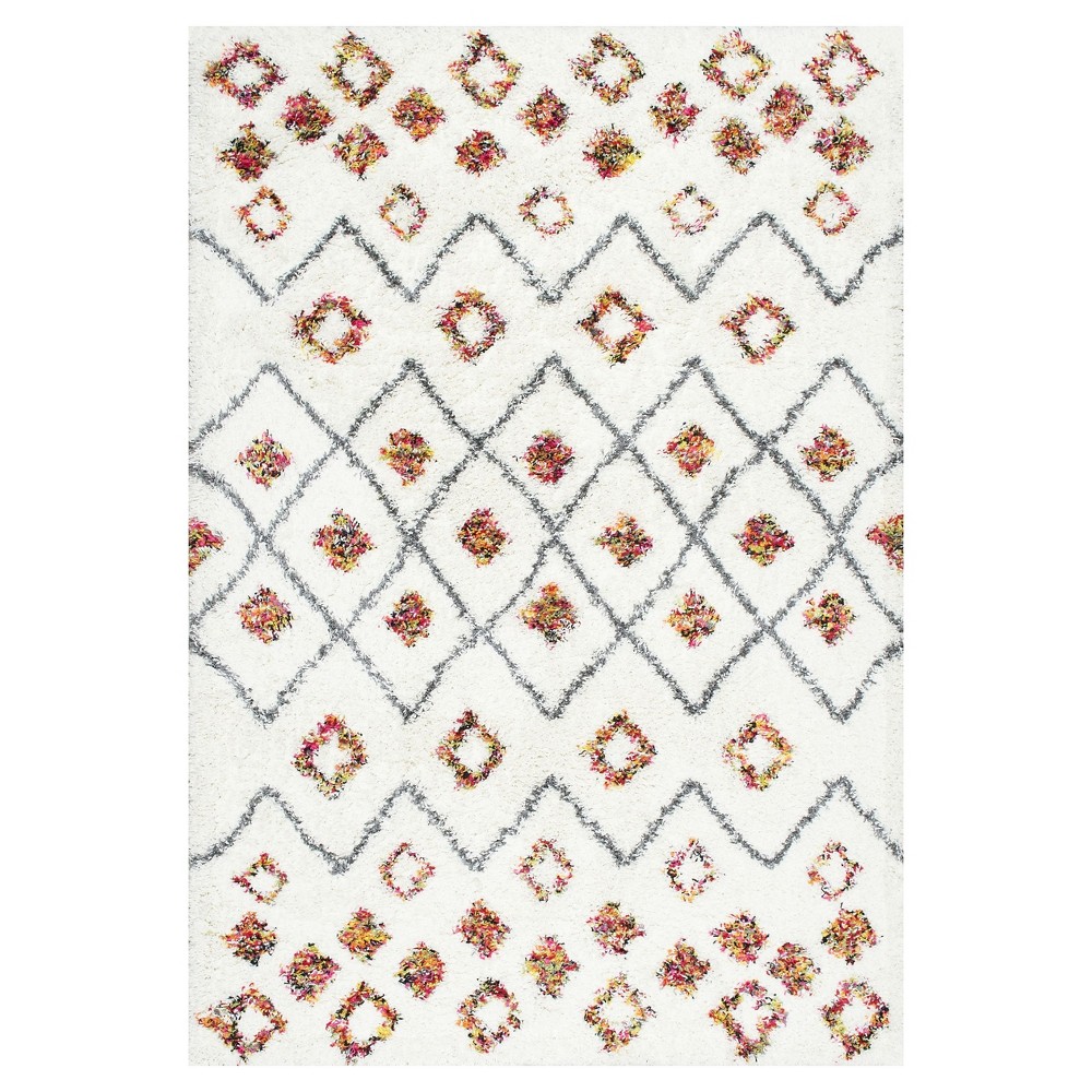 7'10inx10' Cicely Shaggy Area Rug White- nuLOOM