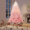 6ft/7.5ft/9ft Pre-Lit Snow Flocked Artificial Christmas Tree with Lights, Foldable Base for Home, Office and Holiday Parties - 3 of 4