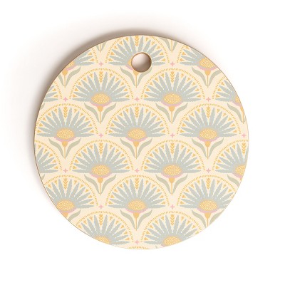 Iveta Abolina Fan Florals Yellow Cutting Board - Round