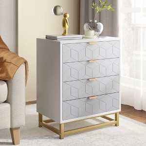 4 Drawer Dresser for Bedroom, Wood Chest of Drawers with Metal Legs - 1 of 4