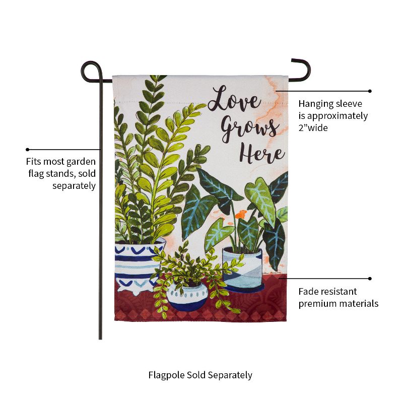 Evergreen Love Grows Here Houseplants Garden Suede Flag 12.5 x 18 Inches Indoor Outdoor Decor, 3 of 8