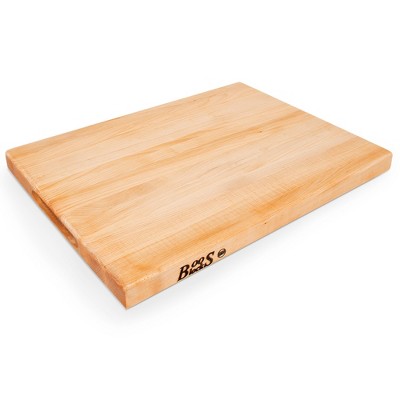 John Boos Wide 1.5 Inch Thick Reversible Cutting Board Block with Two Sided Hand Grips , 18 x 12 x 1.5 Inches