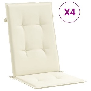 vidaXL Cream Highback Chair Cushions Set, Outdoor Durable Fabric 47.2"x19.7"x1.2", Foam Fiber Filled, 11.8" Rope Length, Set of 4 - 1 of 4