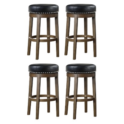 Lexicon Whitby 30.5 Inch Pub Height Round Swivel Seat Bar Stool, Black (4 Pack)
