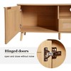 Rattan TV Stand for TVs up to 85'', Farmhouse Media Console, Entertainment Center with Solid Wood Legs, 2 Cabinets & Open Shelves,Storage Cabinet - 4 of 4