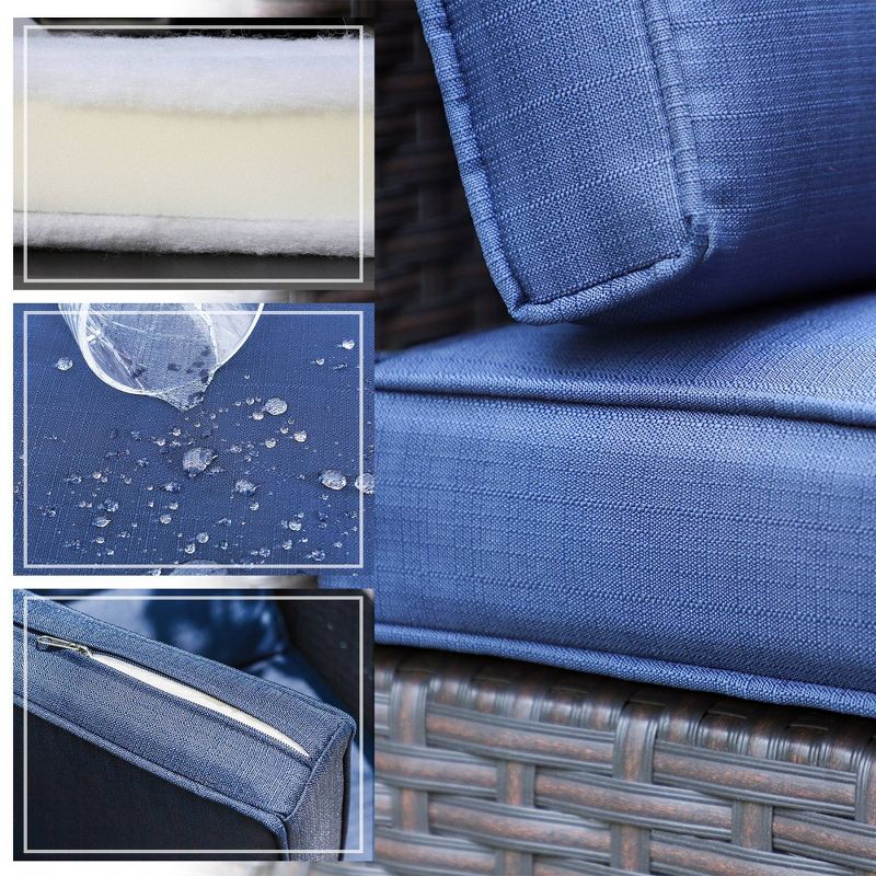 6pc Outdoor Rattan Wicker Sofa &#38; 2 Chairs - Blue - Captiva Designs, 6 of 10