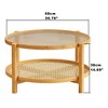 Angel Sar Rattan Coffee Table with Glass Top, 2-Tier Bamboo End Table with PVC Woven Shelf, Round Modern Living Room Table for Home Office, Natural - 3 of 4