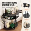 Yukimo Half-Moon Rattan Console Table - 2 Storage Drawers + Rattan Sliding Door, Curved Accent Table for Entryway/Living Room/Bedroom (Black) - 3 of 4