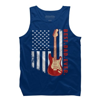 Men's Design By Humans Best Dad Ever Guitar and Flag By MINHMINH Tank Top