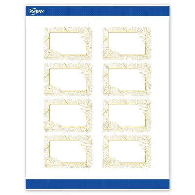 Avery Rectangle Labels, Pre-Printed Gold Florals, 2" x 3"