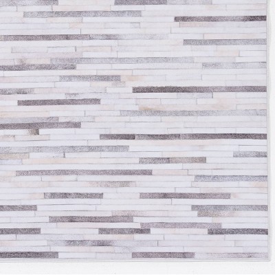 Gray and Ivory Rectangular Synthetic Cowhide Spot Rug