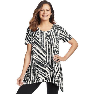 Woman Within Women's Plus Size Textured Pointed Hem Tunic