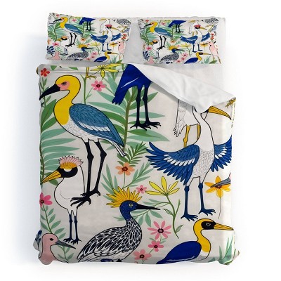 Deny Designs 3pc King 83 Oranges The Aviary Almanac Duvet and Sham Set