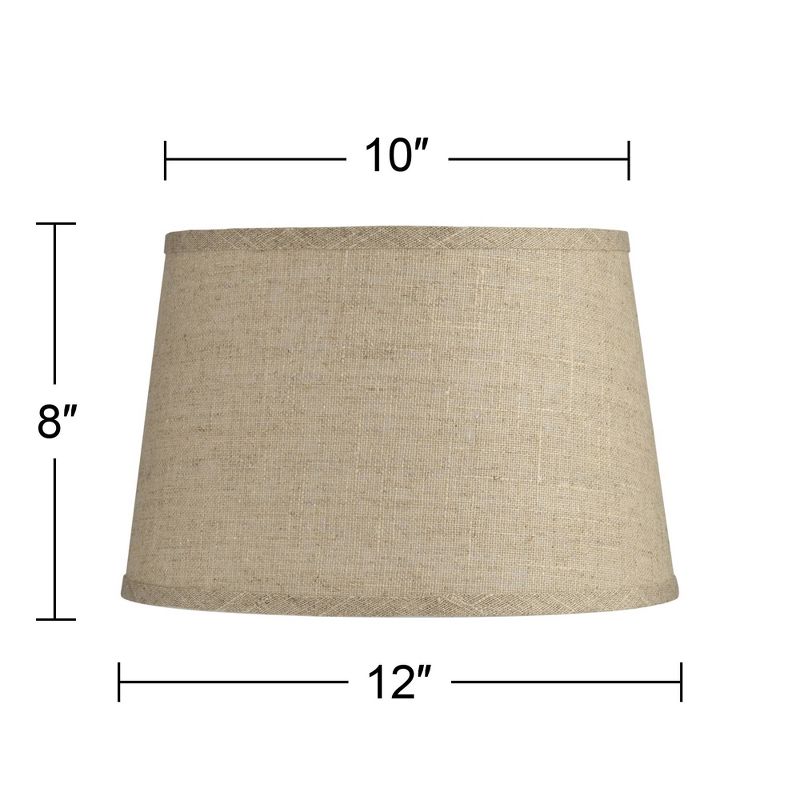 Barnes and Ivy Alta Vintage Swing Arm Wall Lamp Warm Antique Brass Plug-in Light Fixture Burlap Fabric Drum Shade for Bedroom Bedside Living Room Home, 5 of 7