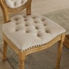HDZNVF Set of 2 French Style Solid Wood Frame Antique Painting Dining Chair - 3 of 4
