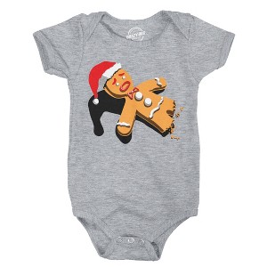 Half Eaten Gingerbread Baby Bodysuit Funny Sarcastic Christmas Graphic Novelty Jumper For Infants - Crazy Dog Baby Bodysuit Gift For Christmas - 1 of 4