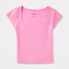 Women's Slim Fit Short Sleeve Square Neck T-Shirt - Wild Fable™ - 3 of 3