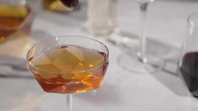 Viski Faceted Coupes Set of 2 - Modern Stemmed Cocktail Glasses, Crystal, Holds 7 oz, Clear, 2 of 10, play video