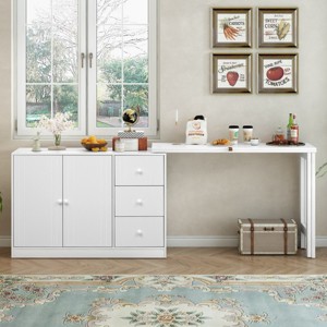 Sideboard Buffet, Accent Cabinet With An Adjustable Pull-Out Top For Flexible Use, Cabinet With 2-Door And 3-Drawer-Cuddlewood - 1 of 4